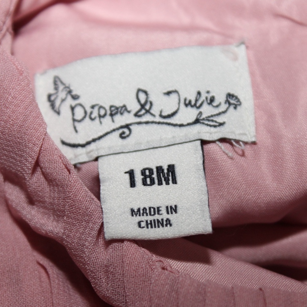 Pippa & Julie Flutter Sleeve Pleat Chiffon Toddler Girl Dress 18m Rose Summer - Picture 4 of 7